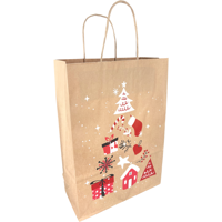 Tas | Boom | Papier | gedraaid papieren koord | 22x 10x31cm | draagtas | bruin/rood/wit/zwart | 250 stuks - thumbnail