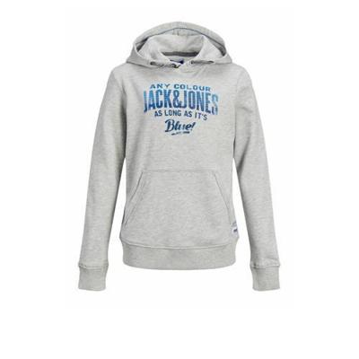 JACK & JONES JUNIOR hoodie met logo lichtgrijs melange