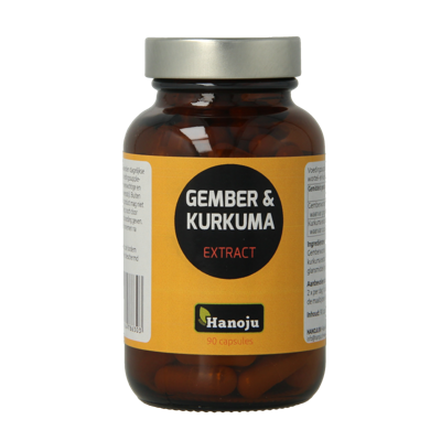 Hanoju Gember & kurkuma extract 90 Vegetarische capsules Hanoju Gember & kurkuma extract 90 Vegetarische capsules