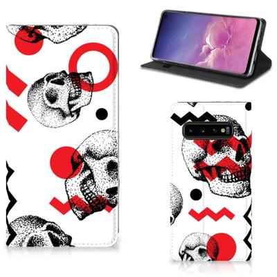 Mobiel BookCase Samsung Galaxy S10 Skull Red Mobiel BookCase Samsung Galaxy S10 Skull Red