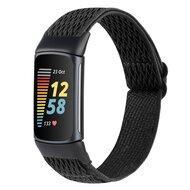 FitBit Charge 5 & 6 Elastische solo loop nylon bandje - Zwart - thumbnail