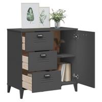 Dressoir VIKEN 80x40x80 cm massief grenenhout antracietgrijs - thumbnail