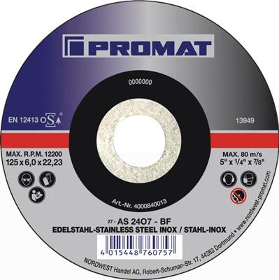 Promat/Tecwerk Afbraamschijf | D125xS6mm | gebogen universele | gat 22,23 mm - 4000840013