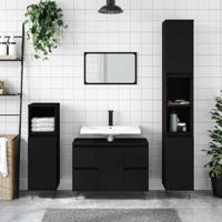 Badkamerkast 80x33x60 cm bewerkt hout zwart - thumbnail