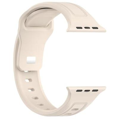 By Qubix - Square siliconen band - Beige - Compatible met Apple Watch 38mm / 40mm / 41mm / 42mm - Compatible Apple watch bandjes