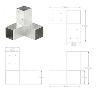 VidaXL Paalverbinding y-vorm 71x71 mm gegalvaniseerd metaal VidaXL Paalverbinding y-vorm 71x71 mm gegalvaniseerd metaal