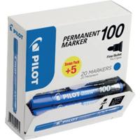 Pilot permanent marker 100, XXL doos met 15 + 5 stuks, blauw - thumbnail