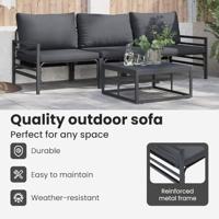 Tuinbankenset met kussen 4 pcs Zwart Staal - thumbnail