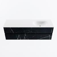 MONDIAZ VICA 150cm badmeubel onderkast Marquina 4 lades. Wastafel MOON rechts zonder kraangat, kleur Talc. - thumbnail