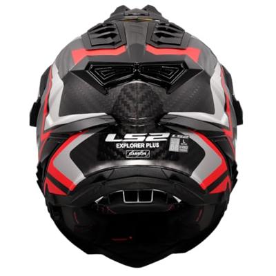 LS2 endurohelm "mx701 explorer carbon frontier ii", inwendig zonnevizier, uitneembaar, wasbaar, hypoallergeen en ademend, verstevigde kinriem, rescue wangkussentjes, dubbele d-voering helmet mx701 expl. car.fr.ii xl red/black