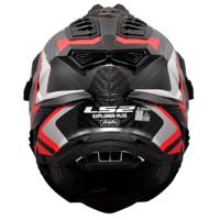 LS2 endurohelm "mx701 explorer carbon frontier ii", inwendig zonnevizier, uitneembaar, wasbaar, hypoallergeen en ademend, verstevigde kinriem, rescue wangkussentjes, dubbele d-voering helmet mx701 expl. car.fr.ii l red/black - thumbnail