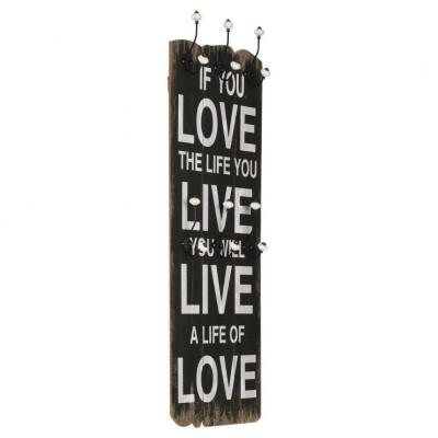 VidaXL Wandkapstok met 6 haken love live 120x40 cm