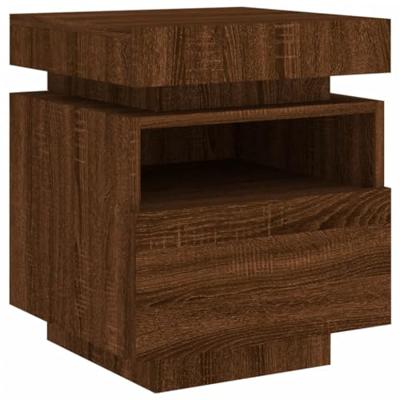 Nachtkastje met LED-verlichting 40x39x48,5 cm bruin eikenkleur
