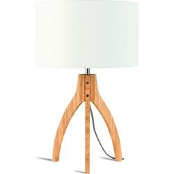 Good&Mojo Tafellamp 'Annapurna' Bamboe en Eco linnen, kleur Wit Good&Mojo Tafellamp 'Annapurna' Bamboe en Eco linnen, kleur Wit