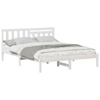 Bedframe met hoofdeinde Wit 140 x 200 cm Massief grenenhout - thumbnail