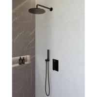 Wiesbaden Caral Inbouwthermostaat compleet met Hoofddouche (25cm) en Staafhanddouche - Mat Zwart - thumbnail
