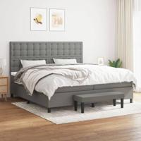 Boxspring met matras stof donkergrijs 200x200 cm - thumbnail