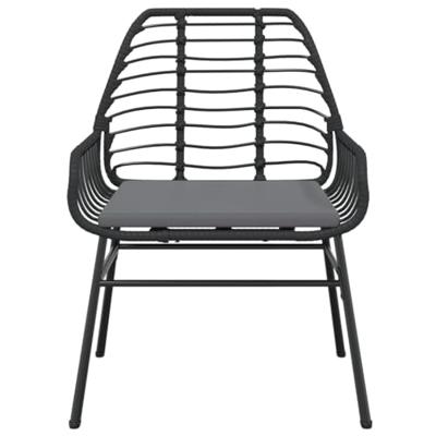 Tuinstoelen 2 st met kussens poly rattan zwart - thumbnail