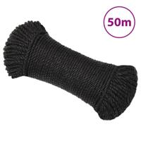 VidaXL Werktouw 6 mm 50 m polypropeen zwart - thumbnail