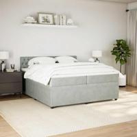 Boxspring met matras fluweel lichtgrijs 200x200 cm - thumbnail