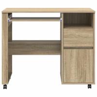 Bureau met Wielen Sonoma eiken 91 x 50 x 77 cm Bewerkt hout - thumbnail