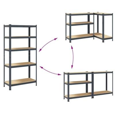 VidaXL Opbergrek 5-laags staal & bewerkt hout antracietkleurig - thumbnail