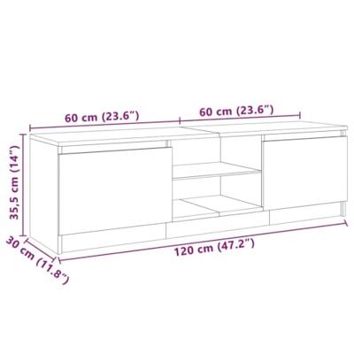 Tv-meubel met LED-verlichting 120x30x35,5 cm betongrijs
