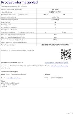 Pilot Sport EV EV XL DT