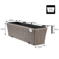 Polyrotan Balkonbak Set van 2 Creme - thumbnail