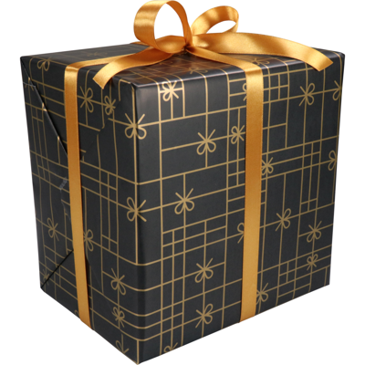 Cadeaupapier | 30cm | 200m | 80gr/m² | Strikken | zwart/goud