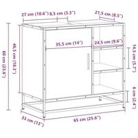 Wastafelkast 65x33x60 cm bewerkt hout bruin eikenkleur - thumbnail