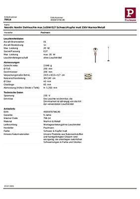 Paulmann Neordic Nordin 79614 Staande lamp LED E27 20 W Zwart, Koper (mat) Paulmann Neordic Nordin 79614 Staande lamp LED E27 20 W Zwart, Koper (mat)