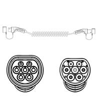 ROLINE Auto oplaadkabel Type2, 3-fase, 480VAC (3P+N+E), 16 A, 11 kW, spiraalkabel (bruikbaar 1,8m) - thumbnail