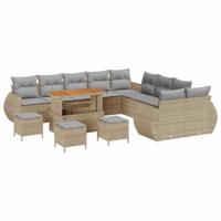 Tuinbankenset 14 pcs Beige poly rattan - thumbnail