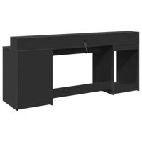 Bureau met LED-verlichting 200x55x91 cm bewerkt hout zwart - thumbnail