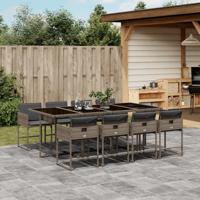 9-delige Tuinset met kussens poly rattan grijs - thumbnail