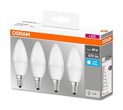 OSRAM HOMELIGHTING 4058075819610 LED-lamp Energielabel F (A - G) E14 Kaars 4.9 W = 40 W Koudwit (Ø x l) 37 mm x 96 mm 4 stuk(s) OSRAM HOMELIGHTING 4058075819610 LED-lamp Energielabel F (A - G) E14 Kaars 4.9 W = 40 W Koudwit (Ø x l) 37 mm x 96 mm 4 stuk(s)