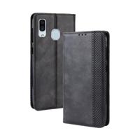 Magnetische sluiting Retro Crazy Horse textuur horizontaal flip lederen Case voor Galaxy A20/A30, met houder & kaartsleuven & Foto Frame(Black) - thumbnail