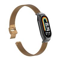 Milanese bandje met case - Bruin - Xiaomi Smart Band 8 & 9 - thumbnail