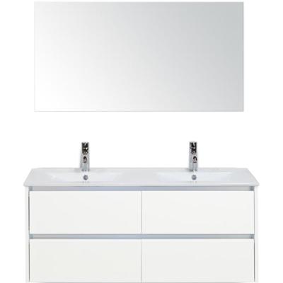Dante Badmeubelset 120 cm - Wit Hoogglans - Keramische Wastafel Wit Enjoy met Spiegel