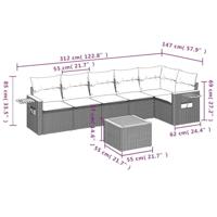 7-delige Loungeset met kussens poly rattan beige - thumbnail