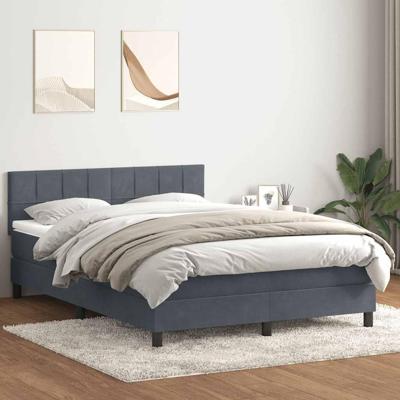 Boxspring met matras fluweel donkergrijs 140x220 cm