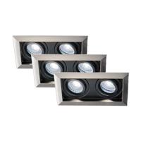 Set van 3 Durham - LED Inbouwspot - 8 Watt 690 Lumen - 6500K Daglicht wit - Dubbel - GU10 - Kantelbaar - Verzonken - IP20 voor binnen - Rechthoek - RVS - thumbnail