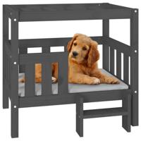 VidaXL Hondenmand 75,5x63,5x70 cm massief grenenhout grijs - thumbnail