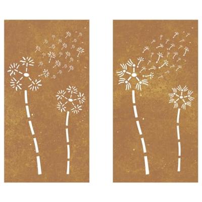 Wanddecoratie tuin 2 st bloemenontwerp 105x55 cm cortenstaal Wanddecoratie tuin 2 st bloemenontwerp 105x55 cm cortenstaal