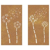 Wanddecoratie tuin 2 st bloemenontwerp 105x55 cm cortenstaal - thumbnail