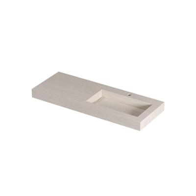 INK Pitch Wastafel keramische slab rechts met drain en front en side skirts 1 kraangat 120x45x9 Travertin mat
