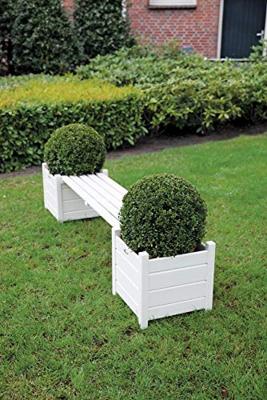 Esschert Design bank met plantenbak wit cf33w