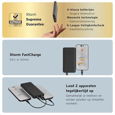 Xtorm Go2 Power Pack 10000 mAh Powerbank Zwart - thumbnail