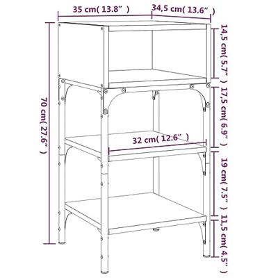 Nachtkastjes 2 st 35x34,5x70 cm bewerkt hout grijs sonoma eiken
